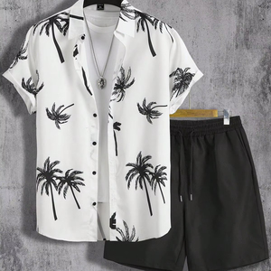 Men's Casual Beech Wear Summer Shirt 300 Grams Breathable Quick Dry Eco-Friendly Short Sleeve Floral Print Design 100% Polyester - Product Image 3