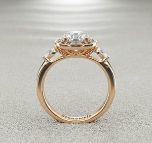 แหวนหมั้นทรงลูกแพร์ประดับเพชรรอบด้าน ชุบทองคำสีกุหลาบ ดีไซน์มินิมอลที่ได้รับการรับรอง - Product Image 3