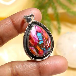 Natural Top Quality Pink Spiny Oyster Turquoise Gemstone Pendant <b>Necklace</b> 925 Sterling <b>Silver</b> Pendant Jewelry Gift - Product Image 2