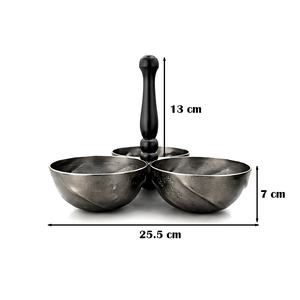 Ensemble de bols à collation en métal noir de luxe avec poignée en bois, collection moderne pour servir des bonbons, des fruits secs et des dattes pour le Ramadan, vente en gros - Product Image 4