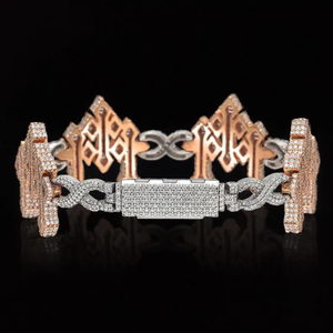 Bracelet Statement en Moissanite Or Rose Pavé Géométrique Chaîne Bijoux de Luxe Hip Hop pour Hommes et Femmes Cadeau de Mariage - Product Image 3