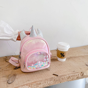 PU unicorn Transparent Quicksand Sequin <b>Children</b> Mini School <b>Backpack</b> Transparent Bags High School Wholesale Price - Product Image 5