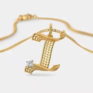 Designer gold diamond I pendant for women fine jewelry for wedding anniversary gift with modern style and elegant shine - Product Image 5