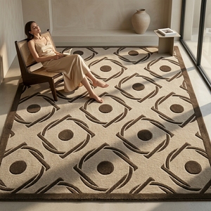 Alfombra de Lana Tufted de Pelo Medio Suave con Base de Látex Rectangular para Sala de Estar, Dormitorio, Hotel - Product Image 5