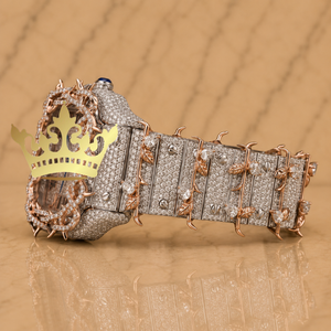 Luxury Classic Quartz Fashion Iced Out <b>Chronograph</b> Watch with White Dial for Men VVS Moissanite Diamonds Rose Gold Rubber Strap - Product Image 3