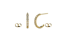 Pendientes de Aro de Oro de 18K con Diamantes de Corte Redondo, Pendientes Minimalistas Tipo Huggie con Engaste Compartido, Joyería Fina para Mujer - Product Image 1