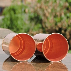 Mug en verre et cuivre fait main pour l'hydratation quotidienne, tasse à eau ayurvédique - Product Image 3