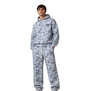 Camouflage High Quality Sweatshirt Cotton <b>Thick</b> <b>Fleece</b> Men Pullover DTG Printing Custom Embroidered Logo Hoodies Sweatpants Sets - Product Image 1