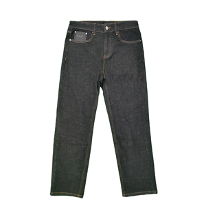Jean décontracté noir sur mesure pour homme – Collection Printemps-Automne – Coupe droite – Taille mi-haute – Denim tissé – Lavage foncé - Product Image 1