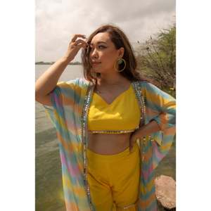 Ensemble en Chiffon Respirant 3 Pièces Jaune Taille XS pour Femmes Asmani - Product Image 4