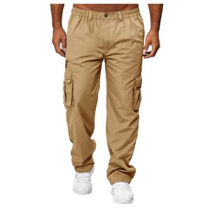 <b>Men's</b> <b>Khaki</b> <b>Cargo</b> Jogger <b>Pants</b> Casual Lightweight Trousers With Side Pockets Elastic Cuffed Hem - Product Image 1