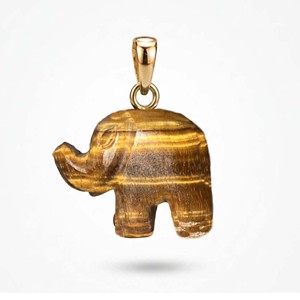 Natural Tiger Eye Elephant <b>Pendant</b> Rose Gold Plated Hand Carved Gemstone Animal Charm Healing Crystal Totem Necklace - Product Image 3