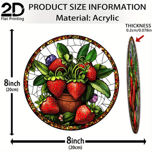 CIFbuy Attrape-soleil en acrylique motif fraise 8x8 pouces, Décoration murale et d'intérieur style ferme, Décoration en cristal, Art mural suspendu pour fenêtre, TikTok pour Temu Pick - Product Image 2