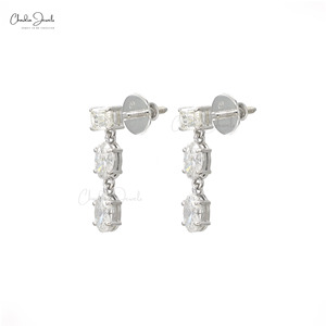 Genuine 1.85CTW White Diamond Dangling Earrings Prong Set Diamond Earrings with Push <b>Back</b> Bridal Jewelry Supplier on Alibaba - Product Image 2