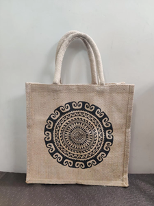 Wholesale Pinnacle Bharat Jute002 Cotton <b>Large</b> Capacity Handled <b>Drawstring</b> Closure Reusable Shopping <b>Bag</b> Custom Printing - Product Image 5