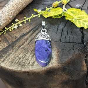 Boho Style 925 Sterling Silver Charoite Gemstone Pendentif À La Main Lunette Réglage Fine Bijoux pour Femmes Cadeau De Mariage - Product Image 3