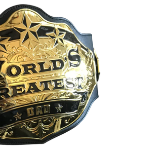 Ceinture de champion du monde pour le meilleur papa, qualité supérieure, cuir noir avec détails dorés, cadeau idéal pour la fête des pères - Product Image 4