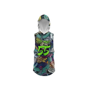 Uniformes de football américain 7v7 personnalisés pour hommes adultes, 100% polyester, impression par sublimation, sans manches, taille élastique, col rond - Product Image 3