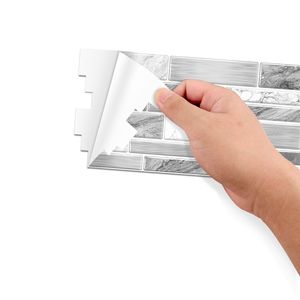 Carta da parati a forma irregolare 24 pezzi con motivo in marmo grigio moderno - Product Image 2
