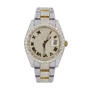 Montre à quartz de luxe pour homme avec cadran en moissanite étincelante, montre haut de gamme en acier inoxydable pour le bureau, les mariages et les cadeaux - Product Image 2