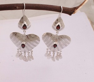Natural <b>Red</b> Garnet Heart <b>Earrings</b> 925 Sterling Silver Jewelry Wholesale Vintage Dotted Design Handmade <b>Drop</b> <b>Earrings</b> for Women - Product Image 5