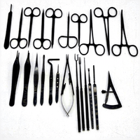 Ensemble d'instruments de blepharoplastie noirs, instruments chirurgicaux en acier inoxydable allemand de haute qualité, kit de chirurgie plastique des paupières réutilisable