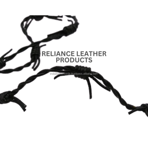 2mm Black Shine Twisted <b>Leather</b> Barbed Wire Cord Metallic Glossy Finish Cowhide Rope for Jewelry Making OEM Bulk Supplier Factor - Product Image 4