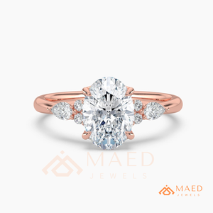 Anillo de Compromiso de Lujo con Moissanita de Corte Ovalado en Plata Chapada en Oro Rosa, con Detalle de Hoja, Elegante Joyería Nupcial para Boda, Aniversario o Fiesta - Product Image 5