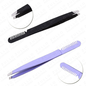 Professional Stainless Steel Slanted Tip Eyebrow Tweezers with Comb Custom Logo <b>Precision</b> Grooming Beauty <b>Tool</b> Set - Product Image 3