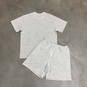 High Quality Vintage 100% Cotton Solid Custom Logo Acid Wash Men's Shorts Breathable Quick Dry Eco-Friendly Gym Running <b>Sets</b> - Product Image 1