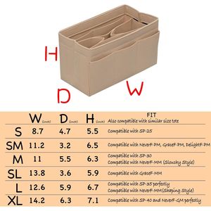 Organizer per Borsa Grande in Feltro Beige con 14 Tasche, Accessori per Borse da Donna e Tote - Product Image 2