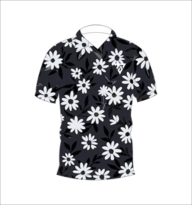 เสื้อโปโลผู้ชายสีดำขาวลายดอกเดซี่แขนสั้นลำลองแฟชั่นฤดูร้อน - Product Image 4
