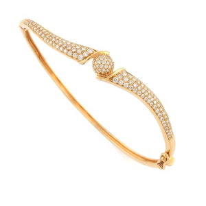 Gold Diamond <b>Bangle</b> <b>Bracelet</b> for Women | Real Round Brilliant Cut Diamond <b>Bracelet</b> Elegant Luxury Fine Jewelry Stylish Gift - Product Image 2