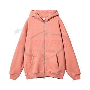 Unisex Oversized Hooded Zipper Sweatshirt Fleece Solid Color Casual Autumn Wear Regular Fit Knitted Long Sleeve Hoodie For Men - Product Image 1
