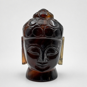 Cabeza de Buda tallada a mano en ámbar, estatua de cristal decorativa, figura religiosa, pieza decorativa para templo espiritual, decoración del hogar, meditación - Product Image 1