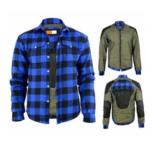 New Men's Biker Motorcycle Cotton Flannel Shirt Best Arrival Men's Motorbike Wear Flannel Shirts - Product Image 1