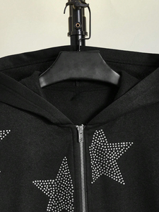 Custom crystal rhinestone hoodie unisex <b>thick</b> <b>fleece</b> pullover stylish winter design perfect for wholesale business - Product Image 6