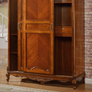 Classic Traditional American Style Sliding <b>Wardrobe</b> Solid Mahogany Closet Natural Finish Antique Bedroom Furniture Customized - Product Image 3
