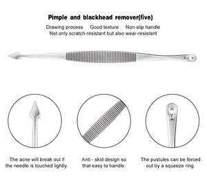 Kit de 7 Herramientas de Acero Inoxidable para Eliminar Puntos Negros y Acné Facial con Bolsa de PU - Product Image 3