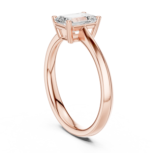 Vintage Emerald Cut Moissanite Diamond Solitaire <b>Ring</b> - Rose Gold Plated 925 Sterling <b>Silver</b> Engagement <b>Plain</b> Band for Women - Product Image 3