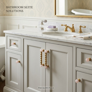 Premium luxury Brass Bubble Bar Cabinet Handle with Pink Stone Ends Luxury <b>Drawer</b> <b>Pull</b> Furniture Hardware for Modern Interiors - Product Image 3