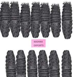 Extensions de cheveux naturels indiens Remy ondulés noirs en gros, double trame, non traités, 100g, du Maharashtra, à clipser et à tisser - Product Image 1