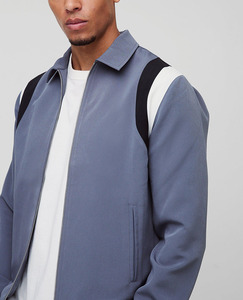 Veste universitaire personnalisée pour homme, blanc, marine, gris, broderie sur le devant, style décontracté, col rabattu, coupe régulière, coupe-vent d'hiver - Product Image 5