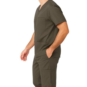 Unisex Classic White Cotton <b>Scrub</b> <b>Sets</b> with Jersey Fabric Needle Detection Professional Medical Nurse Uniform for Hospital Use - Product Image 6