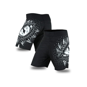 Pantalones Cortos de Boxeo Unisex Negros con Estampado Digital, de Secado Rápido, Corte Holgado, Estilo Muay Thai, 100% Poliéster, Diseño de Dragón - Product Image 4