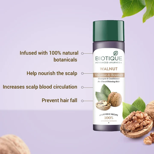 Shampooing et après-shampooing Volume et Souplesse pour cheveux fins et clairsemés avec formule nourrissante à la noix pour des cheveux plus volumineux, lisses et doux 120ml - Product Image 2