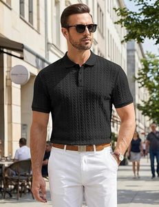 เสื้อโปโลผู้ชาย Vortex Knit แขนสั้น ผ้าทอเนื้อสัมผัสพิเศษ ยืดหยุ่นได้ เหมาะสำหรับเล่นกอล์ฟ ใส่เที่ยวทะเลช่วงฤดูร้อน - Product Image 3