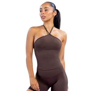 Débardeur moulant marron sans manches pour femme – Tenue décontractée, ajustée, mode, sportswear, basique, usage quotidien – Vêtements en gros - Product Image 4