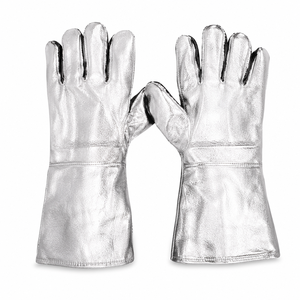 Aluminized Heat Resistant Welding Gloves High Temperature Safety Foundry Oven Fireproof Long Cuff Work Gloves Pair Industrial - Product Image 1