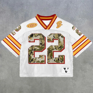 Jersey de Fútbol Americano Personalizado al por Mayor de Fábrica 2025, Uniforme Transpirable de Manga Corta con Malla y Twill - Product Image 5